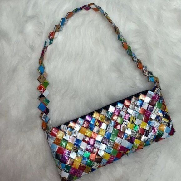 Recycled Candy Wrapper Handmade Purse Size Small - Picture 2 of 15
